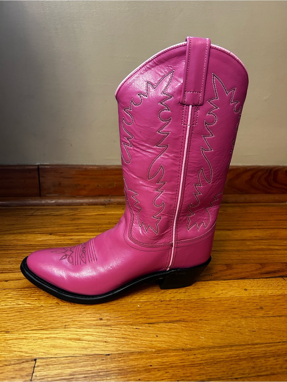 Old West Women's Pink Western Leather Mid-Calf Cowboy Boots